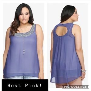 🎉Host Pick🎉 Torrid Embroidery Cutout Chiffon Tank Top